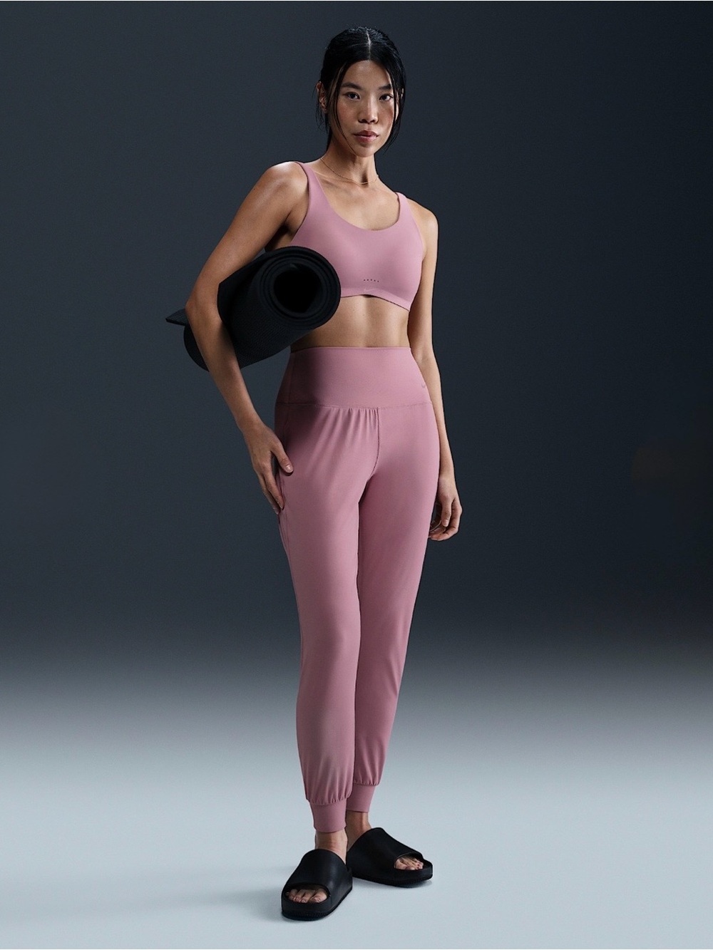 Nike Size Medium Pink Zenvy Dri-Fit High Waist Joggers Legging Pant Plum Dust